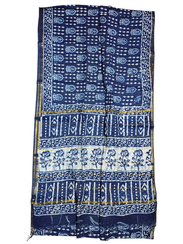 Indigo Chanderi Silk Saree for Women