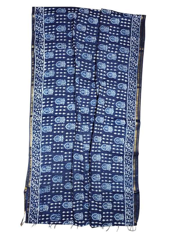 Indigo Chanderi Silk Saree for Women