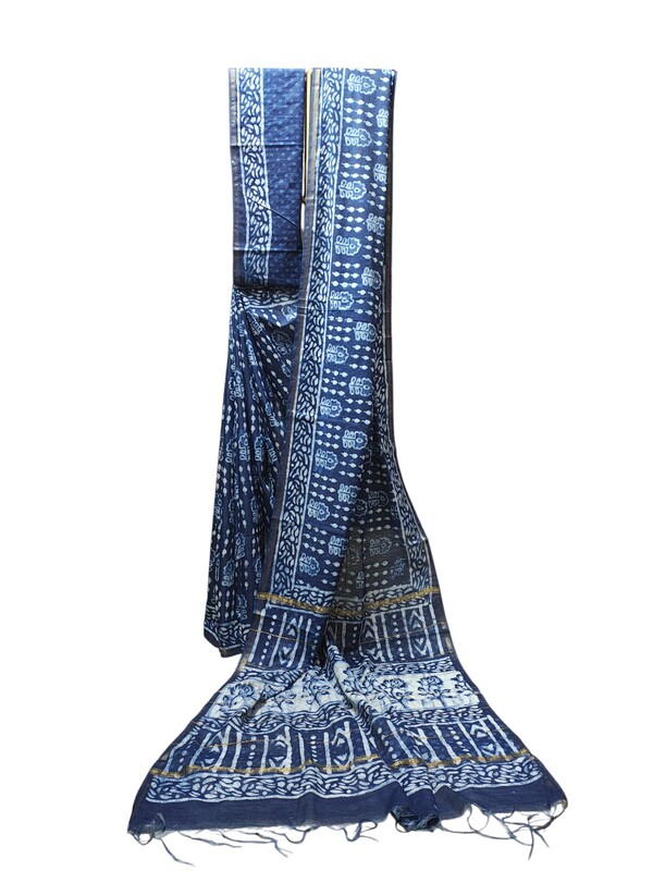Indigo Chanderi Silk Saree for Women