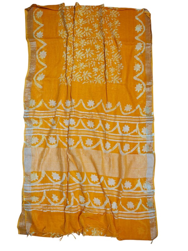 Mustard Linen Saree for Women