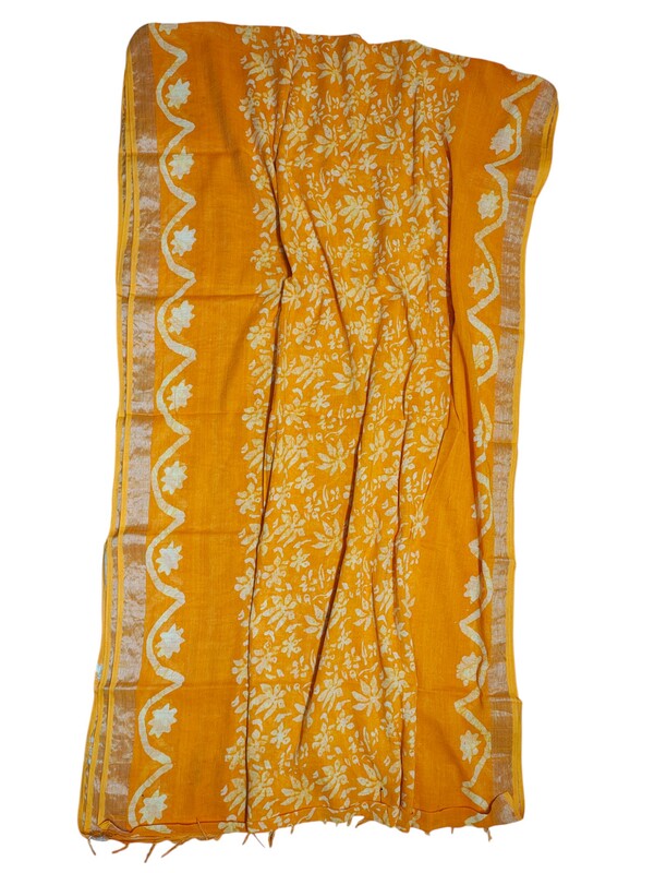 Mustard Linen Saree for Women