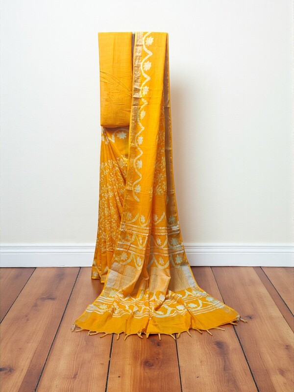 Mustard Linen Saree for Women