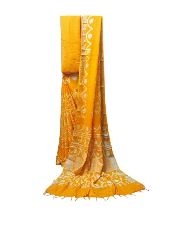 Mustard Linen Saree for Women