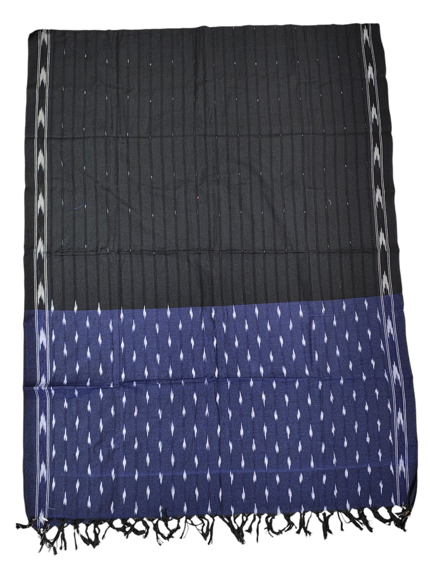 Indigo & Black Pochampally Ikkat Handloom Dress Material with Dupatta