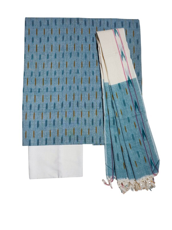 Firoza Pochampally Ikkat Handloom Dress Material with Dupatta