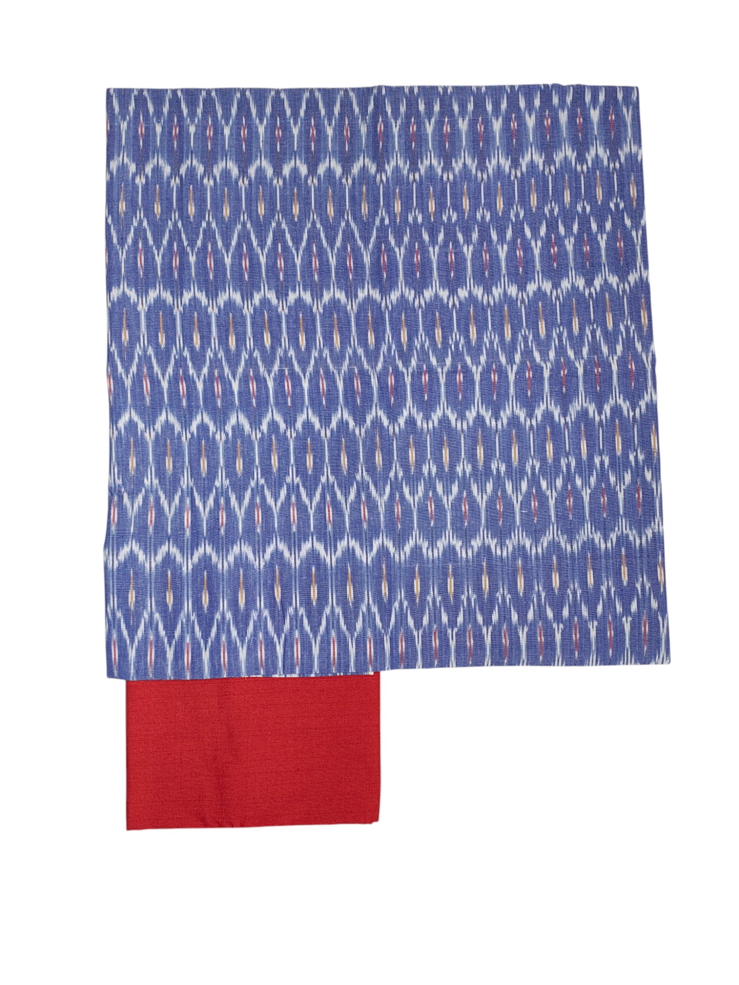 Indigo & Red Pochampally Ikkat Handloom Dress Material with Dupatta