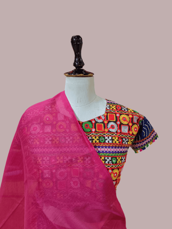 Multicolor Kutchi Embroidered Choli with Traditional Mirror Work D.3/4