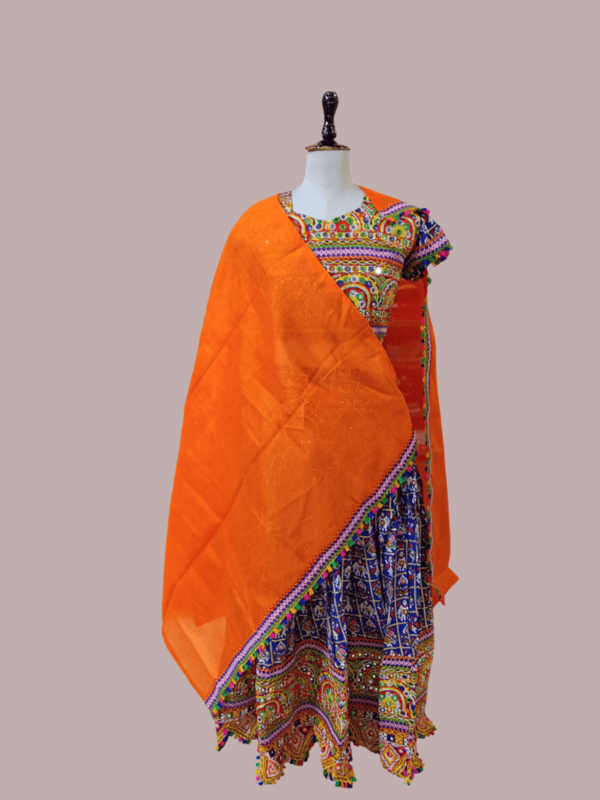 Blue & Orange Navratri Special Chaniya Choli Set D.Hathi+chin choli