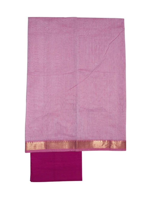 Pink Mangalagiri Handloom Cotton Dress Materials for Women