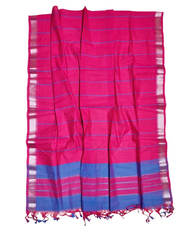 Pink & Blue Mangalagiri Handloom Cotton Dress Materials for Women