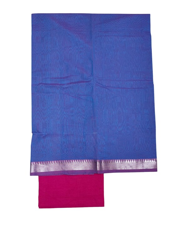 Pink & Blue Mangalagiri Handloom Cotton Dress Materials for Women