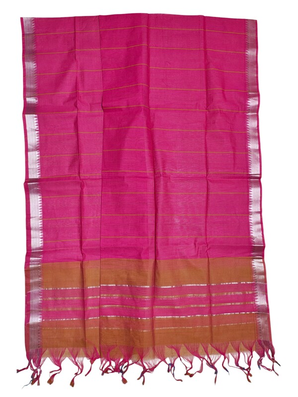 Orange & Pink Mangalagiri Handloom Cotton Dress Materials for Women