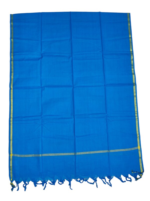 Blue & Purple Handloom Mangalagiri Cotton Solid Unstitched Salwar Suit Set with Dupatta for Women