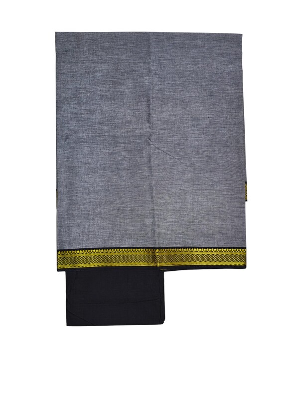 Black Mangalagiri Cotton Dress Materials for Women