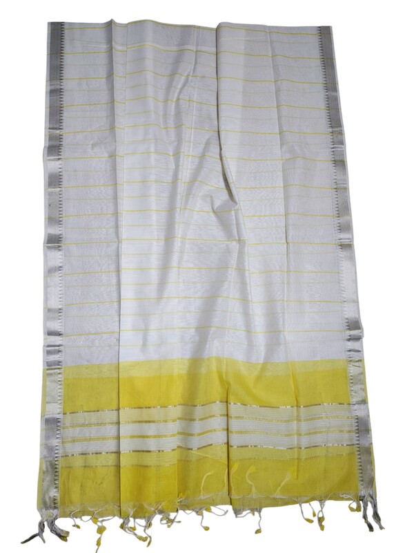 Yellow Mangalagiri Handloom Cotton Dress Materials for Women