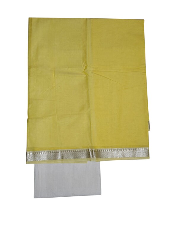 Yellow Mangalagiri Handloom Cotton Dress Materials for Women