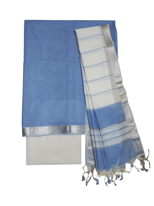 Blue Mangalagiri Cotton Dress Materials for Women