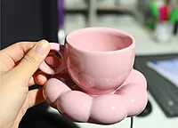 Ceramic Cloud Mug Cute Cup with Sunflower Coaster 7oz Cute Ceramic Coffee Mug with Saucer Set for Office Home Coffee Tea Latte Milk  180 ml