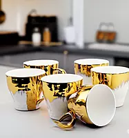 Liva Singhania Royal Collection and 6 PCS Exclusive Mugs Cup Set Golden