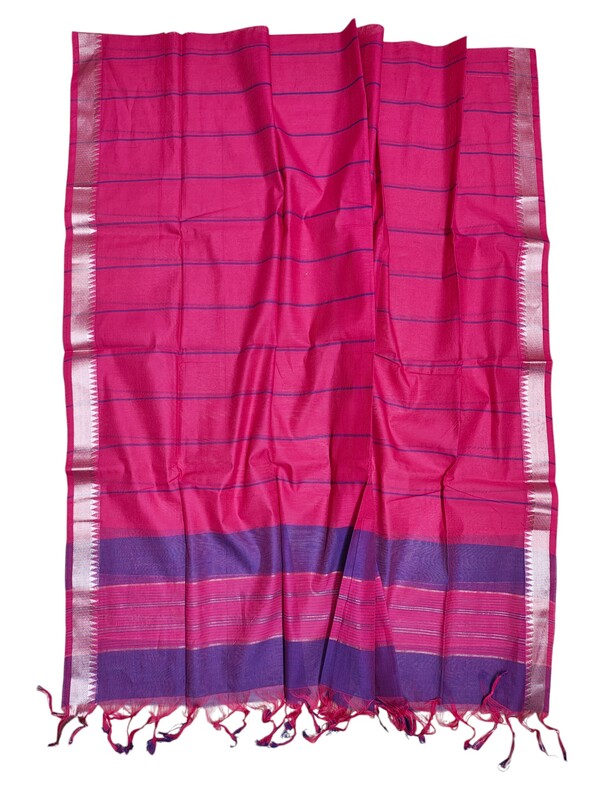Lavender & Pink Mangalagiri Handloom Cotton Dress Materials for Women