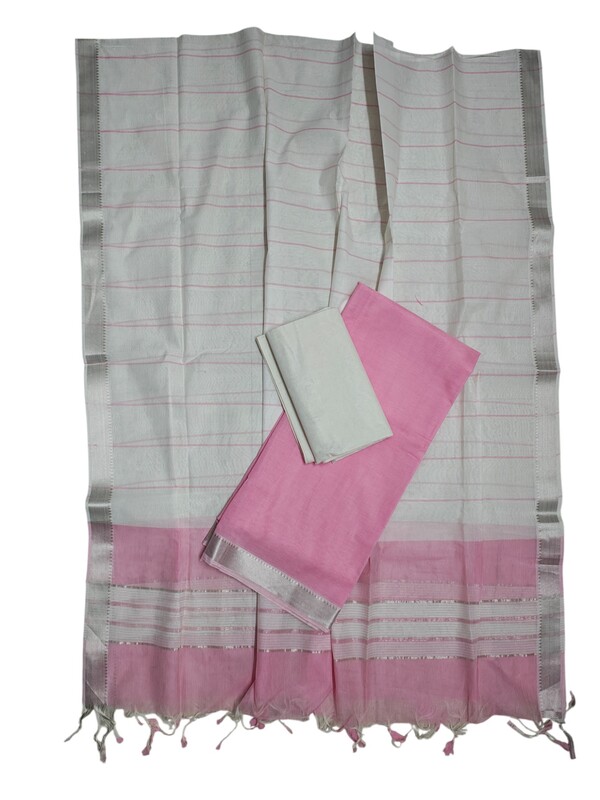 Baby Pink Mangalagiri Cotton Dress Materials for Women