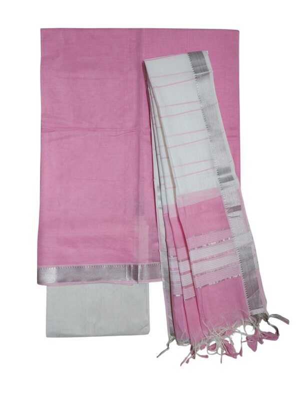 Baby Pink Mangalagiri Cotton Dress Materials for Women