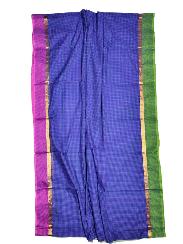 Indigo Mangalagiri Handloom Cotton Saree with Blouse Piece