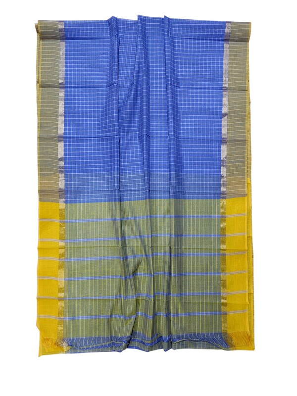 Blue Mangalagiri Handloom Cotton Saree with Blouse Piece