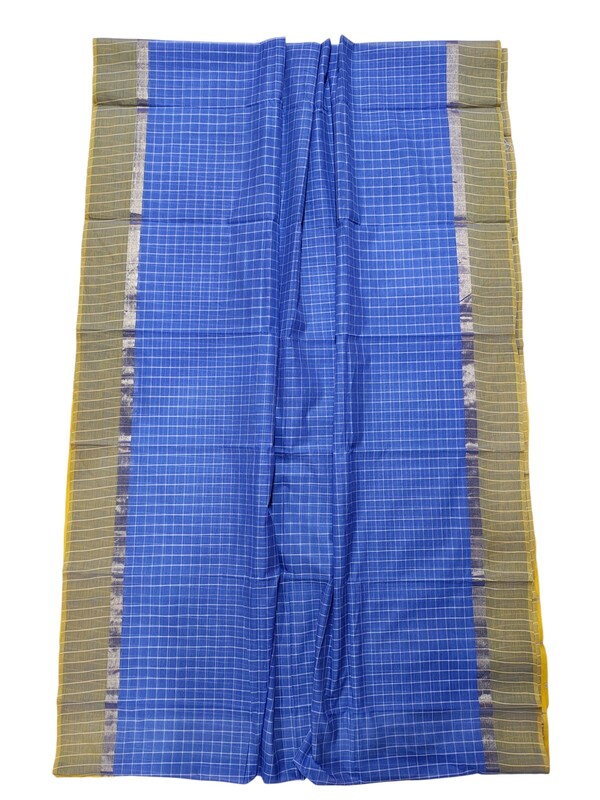 Blue Mangalagiri Handloom Cotton Saree with Blouse Piece