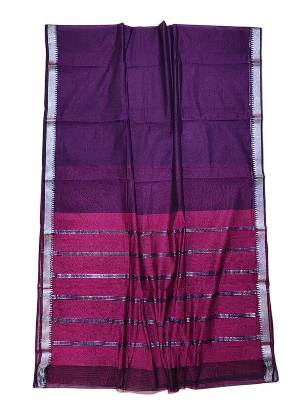Purple Mangalagiri Handloom Cotton Saree with Blouse Piece