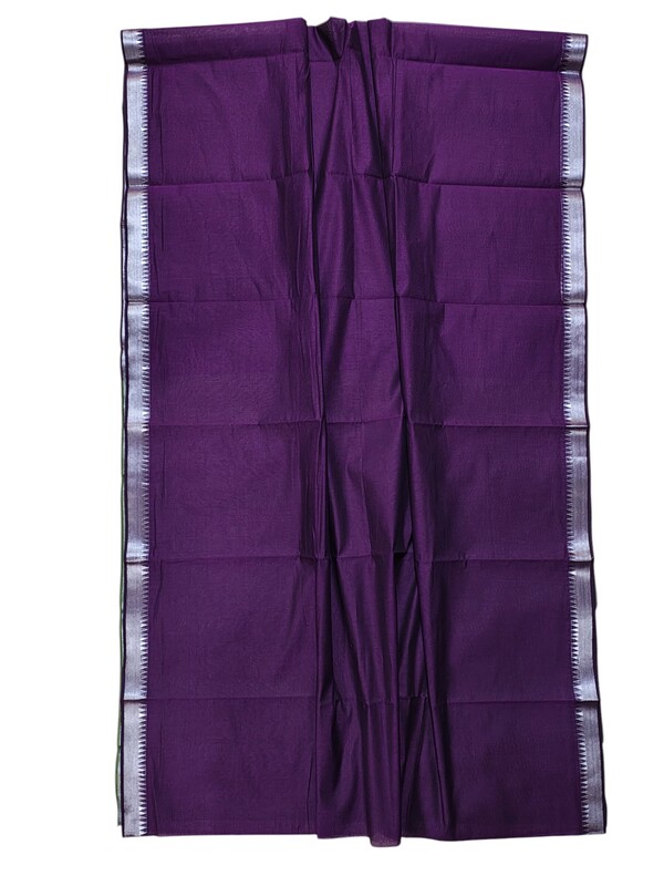 Purple & Green Mangalagiri Handloom Cotton Saree with Blouse Piece
