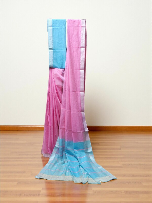 Pink Mangalagiri Handloom Cotton Saree with Blouse Piece