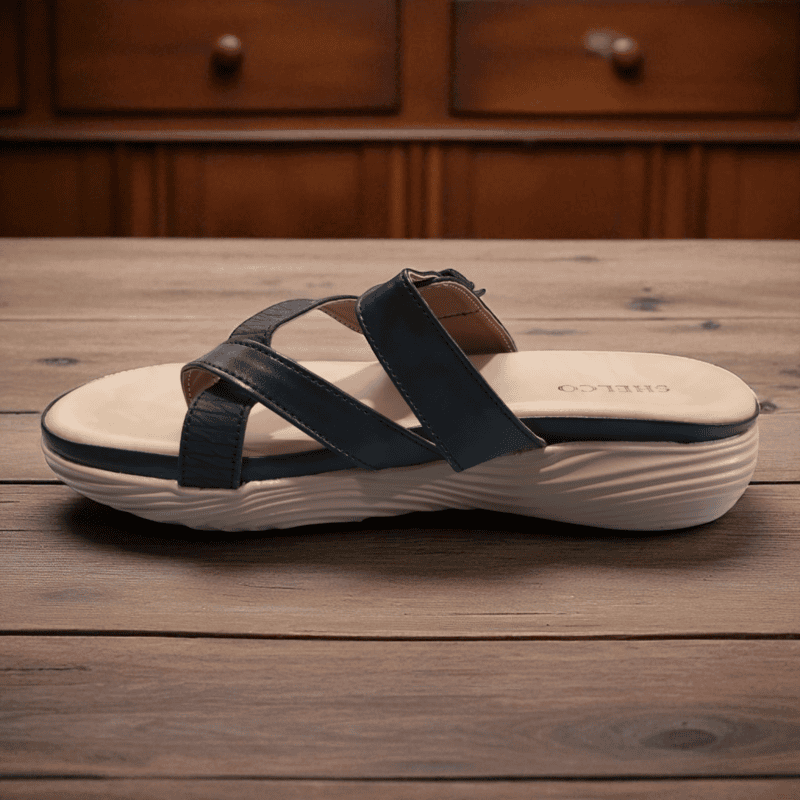 Elegant Black Buckle Ladies Slipper – Premium Daily Comfort