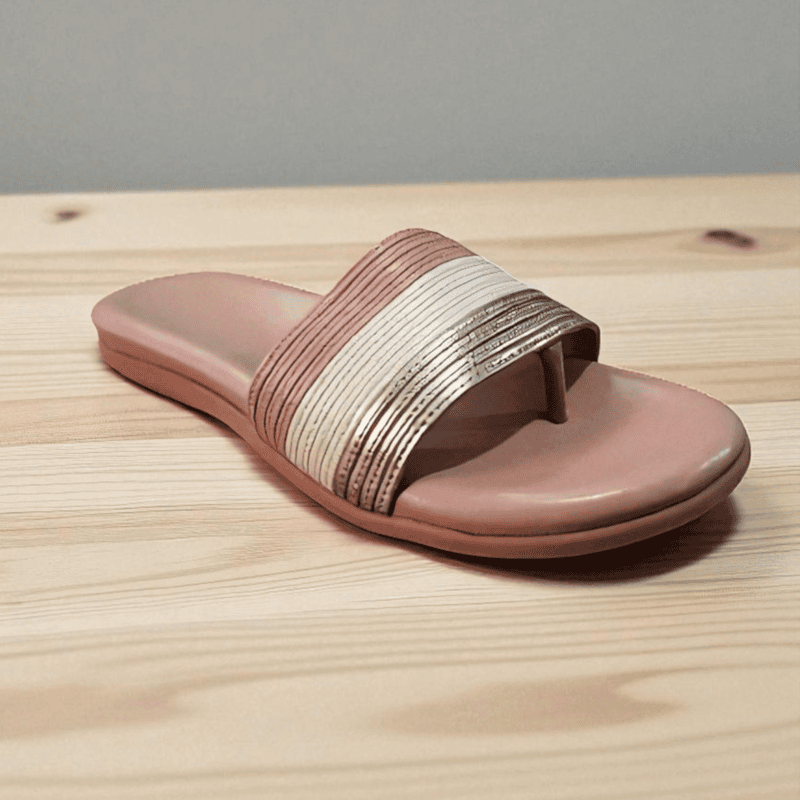 Stylish Pink & Golden Ladies Slipper