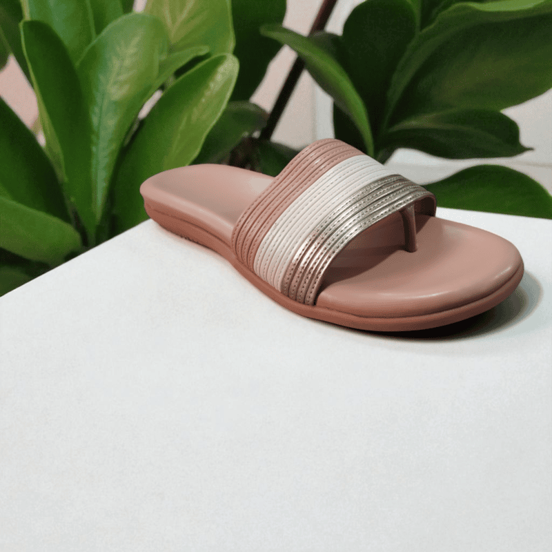 Stylish Pink & Golden Ladies Slipper