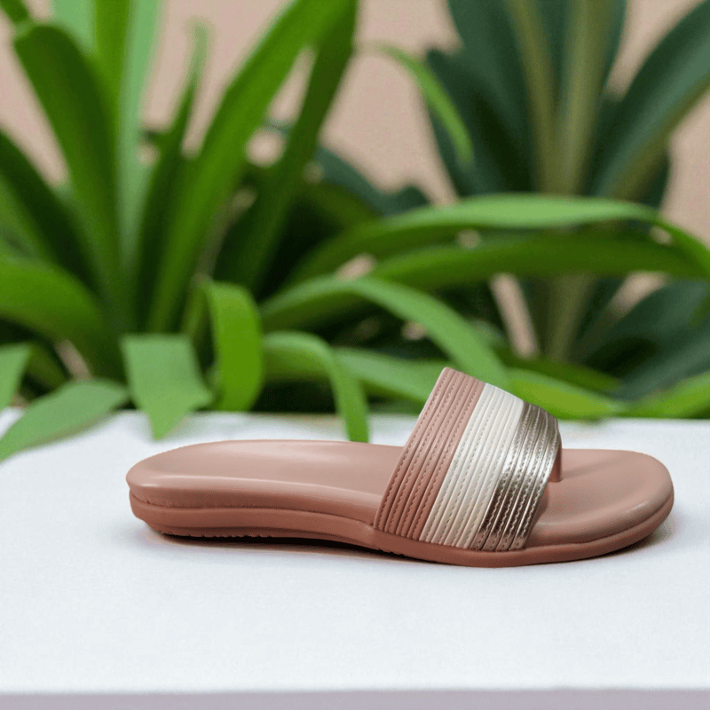 Stylish Pink & Golden Ladies Slipper