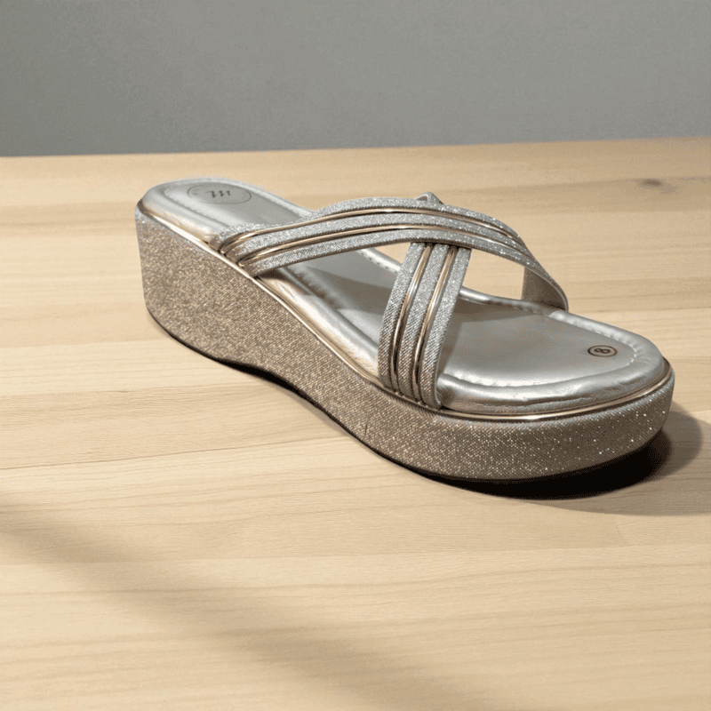 Shimmer Wedge Sandals