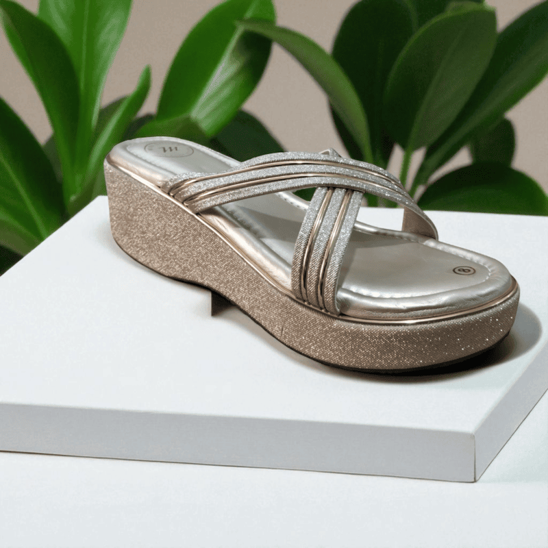 Shimmer Wedge Sandals
