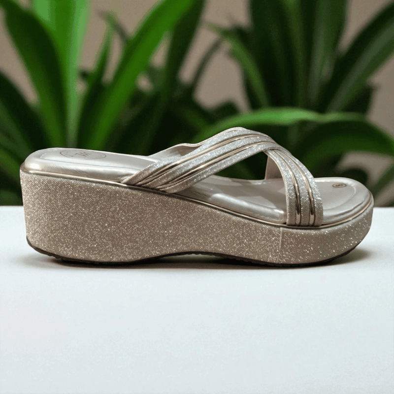 Shimmer Wedge Sandals