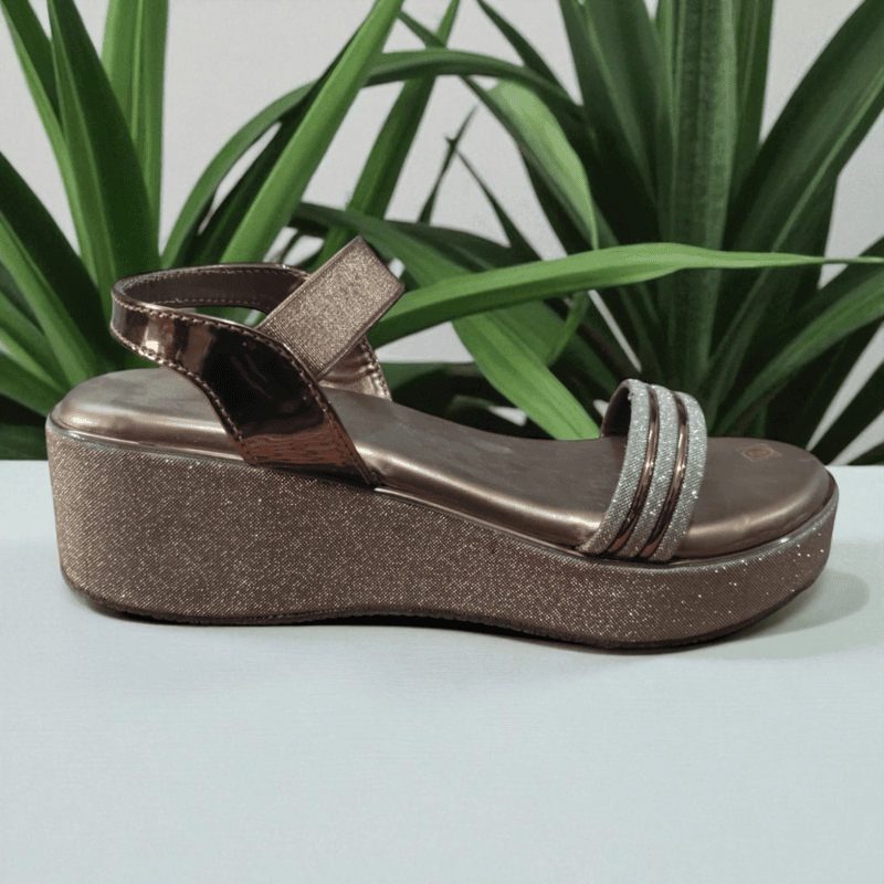 Copper Shimmer Wedge Sandals