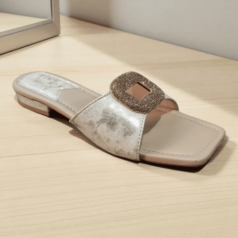 Golden Buckle Flat Sandals