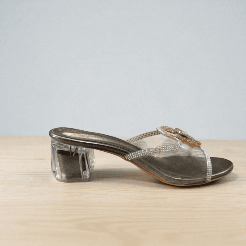 Copper Floral Crystal Heel Sandals