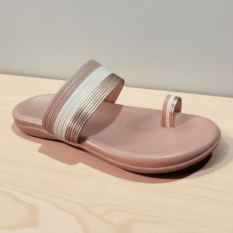 Pink & White Striped Toe-Ring Slipper