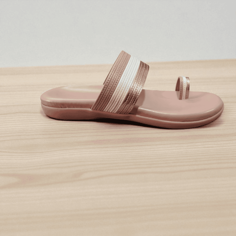 Pink & White Striped Toe-Ring Slipper