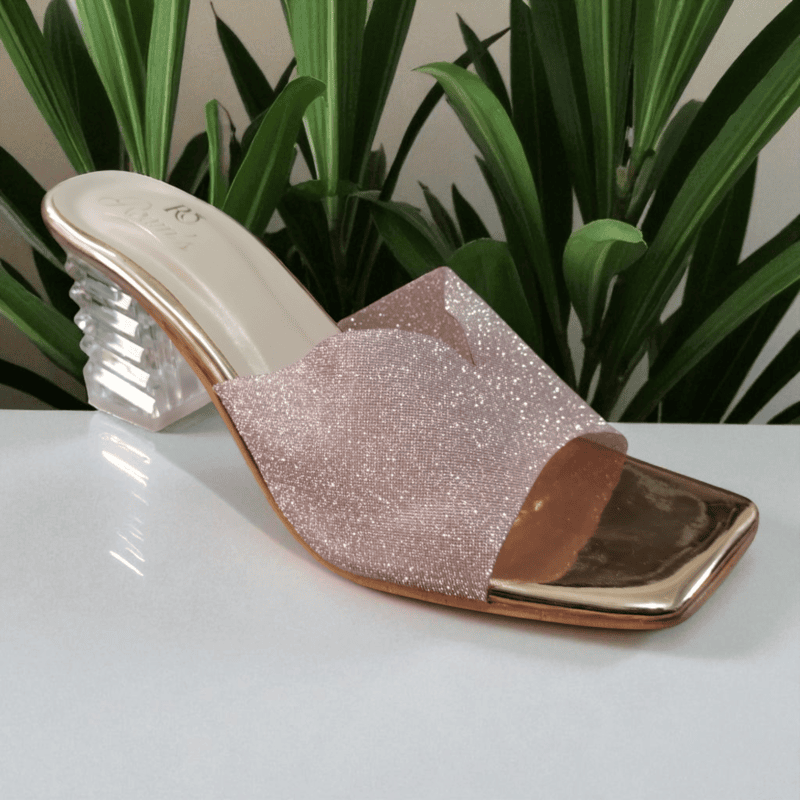 Rose Gold Glitter Heel Sandals