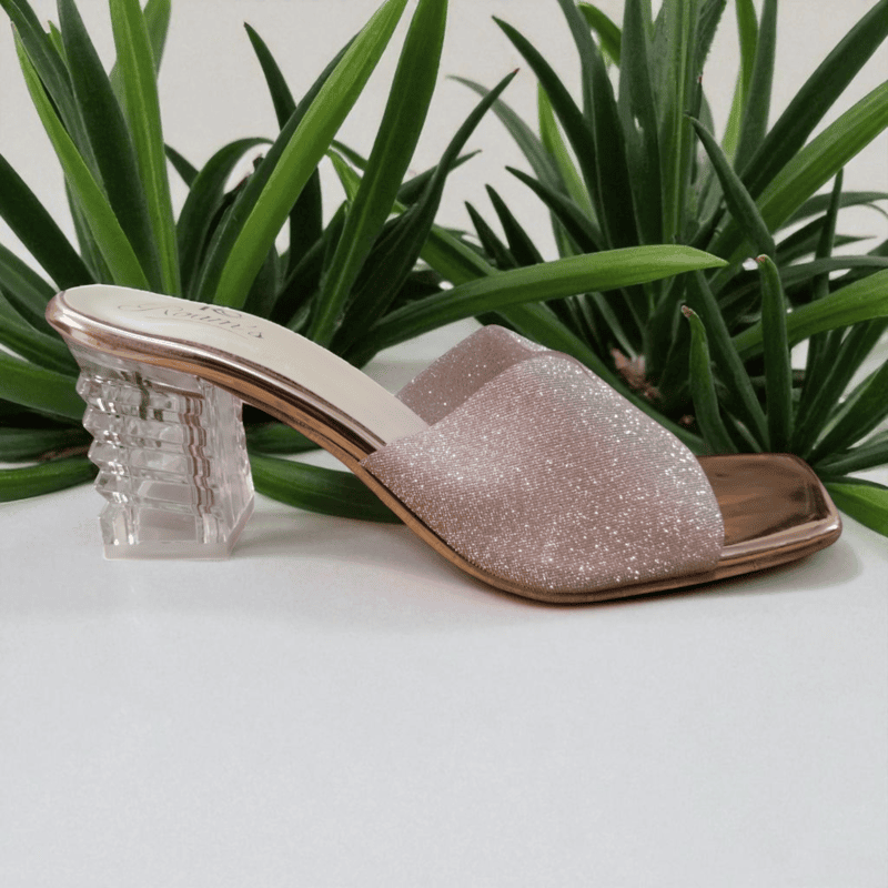 Rose Gold Glitter Heel Sandals