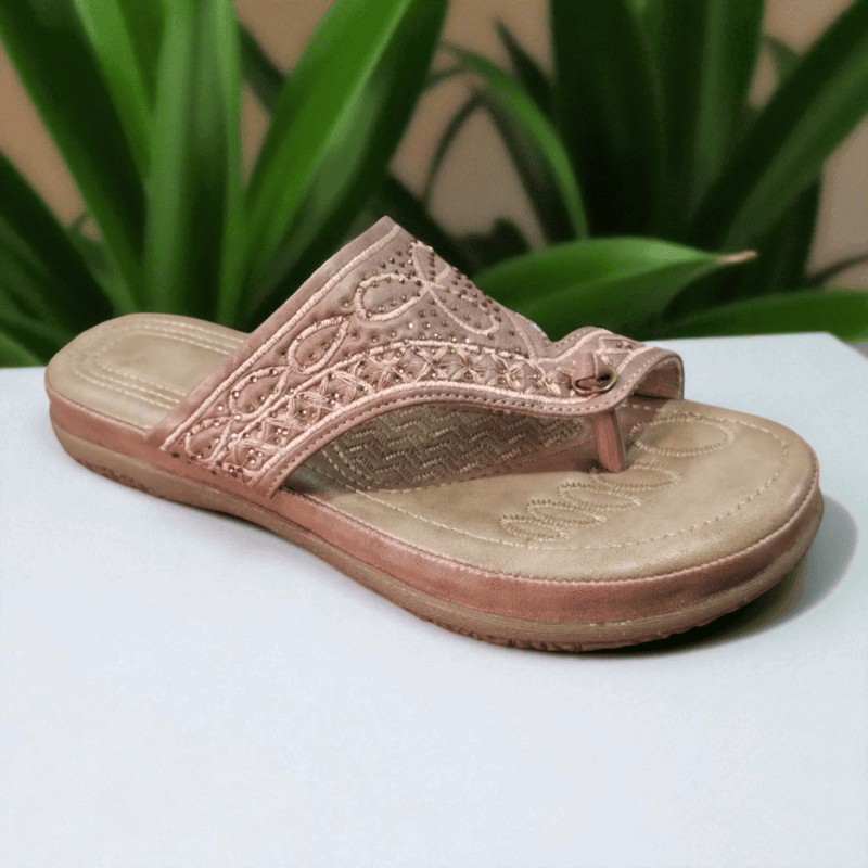 Pink Embroidered Ethnic Slippers