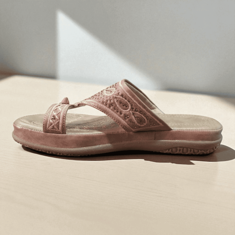 Pink Embroidered Ethnic Slippers