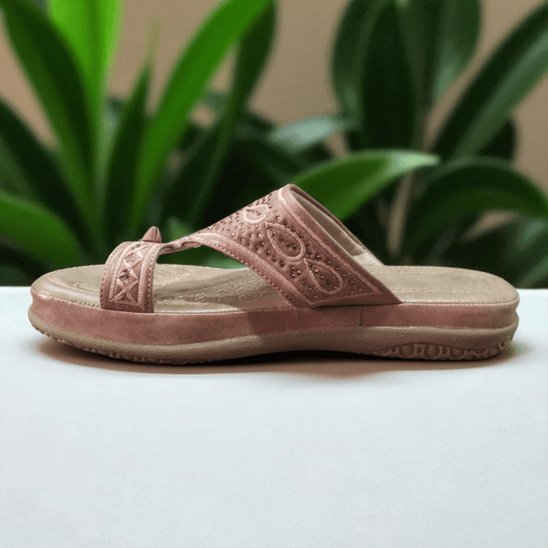 Pink Embroidered Ethnic Slippers