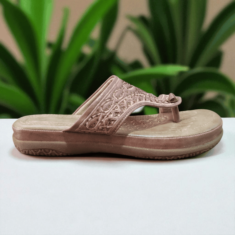 Pink Embroidered Ethnic Slippers